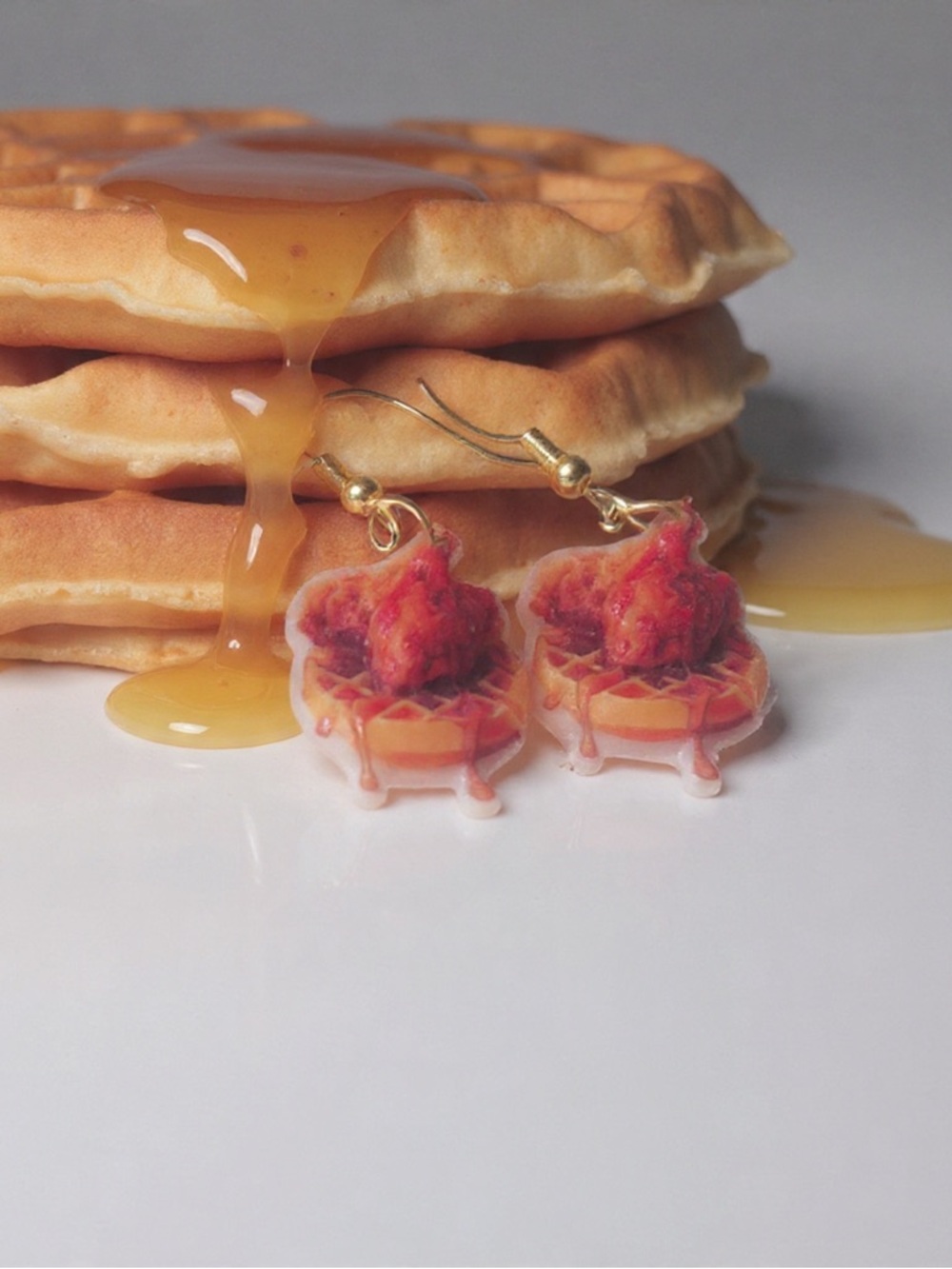 Handmade Chicken and Waffle Earrings